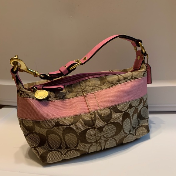 Coach Handbags - Authentic Coach Pink Monogram Bag Zip Closure